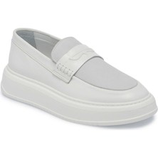 Tergan Beyaz Hakiki Deri Erkek Loafer - E25I1AY57234-B32
