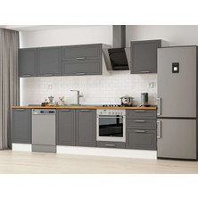 Alvinka 310X210 cm Klasik Mebran Mutfak Dolabı M-E80S50S60-2 Antrasit - Mdf