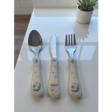 Dore Voir 3 Parça Çocuk Çatal Kaşık Bıçak Seti Paslanmaz Çelik-Sarı Renk