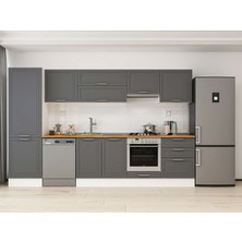 Alvinka 320X210 cm Klasik Mebran Mutfak Dolabı MB-E80B60S60-1 Antrasit - Mdf