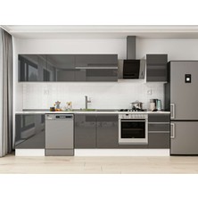 Alvinka 315X210 cm High Gloss Mutfak Dolabı M-E90S60S45-2 Antrasit - Suntalam