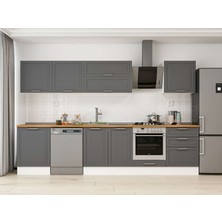 Alvinka 320X210 cm Klasik Mebran Mutfak Dolabı M-E80S60S60-2 Antrasit - Mdf