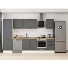 Alvinka 310X210 cm Klasik Mebran Mutfak Dolabı MB-E80B60S50-2 Antrasit - Mdf