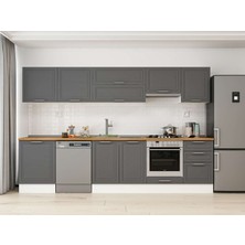 Alvinka 320X210 cm Klasik Mebran Mutfak Dolabı M-E90S60S50-1 Antrasit - Mdf