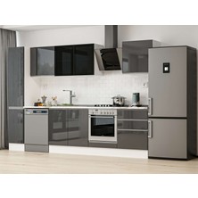 Alvinka 310X210 cm High Gloss Mutfak Dolabı MB-E90B40S60-3 Antrasit - Mdf