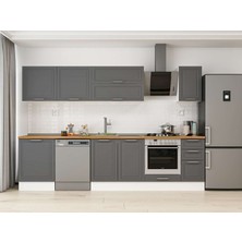 Alvinka 310X210 cm Klasik Mebran Mutfak Dolabı M-E90S60S40-2 Antrasit - Suntalam