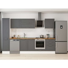 Alvinka 315X210 cm Klasik Mebran Mutfak Dolabı MB-E90B45S60-2 Antrasit - Suntalam