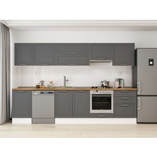 Alvinka 320X210 cm Klasik Mebran Mutfak Dolabı M-E90S50S60-1 Antrasit - Suntalam