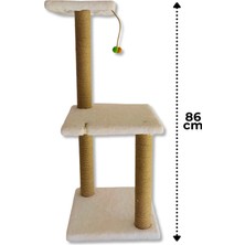 AmbarPet İki Katlı 86 cm Beyaz Kedi Tırmalama Tahtası