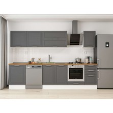 Alvinka 315X210 cm Klasik Mebran Mutfak Dolabı M-E90S60S45-2 Antrasit - Suntalam