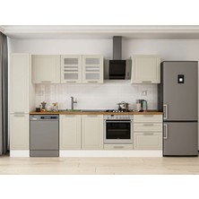 Alvinka 310X210 cm Klasik Mebran Mutfak Dolabı MB-E90B40S60-3 Kumtaşı - Mdf