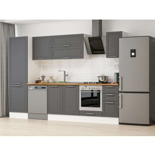 Alvinka 310X210 cm Klasik Mebran Mutfak Dolabı MB-E90B60S40-2 Antrasit - Suntalam