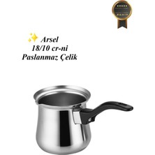 PremiumPort Paslanmaz Çelik Cezve ve Sütlük, Bakalit Sap, Kalite No 5