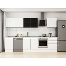 Alvinka 320X210 cm High Gloss Mutfak Dolabı M-E90S50S60-3 Beyaz - Suntalam