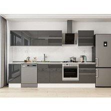 Alvinka 315X210 cm High Gloss Mutfak Dolabı M-E90S45S60-2 Antrasit - Suntalam
