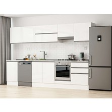 Alvinka 320X210 cm High Gloss Mutfak Dolabı M-E90S50S60-1 Beyaz - Suntalam