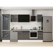 Alvinka 310X210 cm High Gloss Mutfak Dolabı MB-E90B60S40-3 Antrasit - Mdf