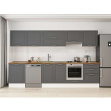 Alvinka 320X210 cm Klasik Mebran Mutfak Dolabı M-E80S60S60-1 Antrasit - Suntalam