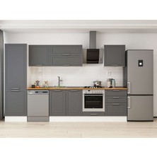 Alvinka 320X210 cm Klasik Mebran Mutfak Dolabı MB-E80B60S60-2 Antrasit - Mdf