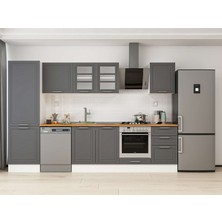 Alvinka 320X210 cm Klasik Mebran Mutfak Dolabı MB-E90B60S50-3 Antrasit - Suntalam