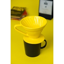 PremiumPort El Yapımı Sarı V60 02 Seramik Kahve Dripper, Demleme Ekipmanı