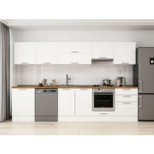 Alvinka 320X210 cm Klasik Mebran Mutfak Dolabı M-E80S60S60-1 Beyaz - Mdf