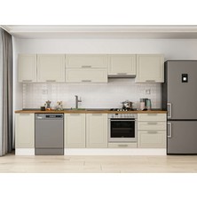 Alvinka 310X210 cm Klasik Mebran Mutfak Dolabı M-E90S40S60-1 Kumtaşı - Suntalam