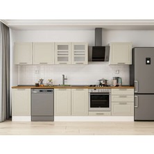 Alvinka 320X210 cm Klasik Mebran Mutfak Dolabı M-E90S50S60-3 Kumtaşı - Mdf