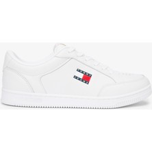 Tommy Hilfiger Jeans Cupsole Long Lace Leather Erkek Beyaz Spor Ayakkabı & Sneaker.ybl