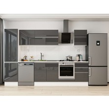 Alvinka 310X210 cm High Gloss Mutfak Dolabı MB-E90B50S50-2 Antrasit - Suntalam
