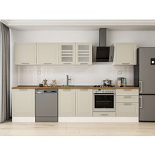 Alvinka 320X210 cm Klasik Mebran Mutfak Dolabı M-E80S60S60-3 Kumtaşı - Mdf