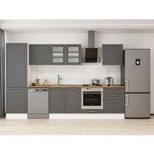 Alvinka 320X210 cm Klasik Mebran Mutfak Dolabı MB-E80B60S60-3 Antrasit - Mdf