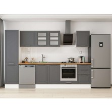 Alvinka 310X210 cm Klasik Mebran Mutfak Dolabı MB-E90B50S50-3 Antrasit - Mdf