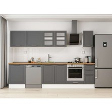 Alvinka 310X210 cm Klasik Mebran Mutfak Dolabı M-E90S60S40-3 Antrasit - Suntalam