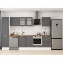 Alvinka 315X210 cm Klasik Mebran Mutfak Dolabı MB-E90B45S60-3 Antrasit - Mdf