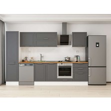 Alvinka 320X210 cm Klasik Mebran Mutfak Dolabı MB-E90B50S60-2 Antrasit - Suntalam