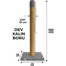 AmbarPet Kalın Borulu 100 cm Gri Kedi Tırmalama Tahtası