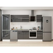 Alvinka 315X210 cm High Gloss Mutfak Dolabı MB-E90B60S45-2 Antrasit - Mdf