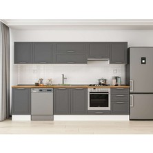 Alvinka 310X210 cm Klasik Mebran Mutfak Dolabı M-E90S50S50-1 Antrasit - Suntalam