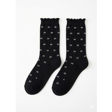 Beyteks 3'lü Dikişsiz Fiyonk Desenli Çorap