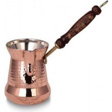 PremiumPort Ince Ahşap Kulp 4 No Çelik Cezve, 5 Fincan, Kırmızı Turna Tasarımı