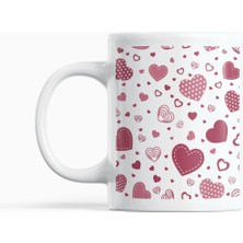 Nino Store Kalp Desenli Porselen Kupa Bardak 300 ml – Romantik Aşk Temalı Kahve Çay Kupası