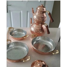 PremiumPort El Işlemeli Bakır Çaydanlık ve Tava Seti, Şık Hediye Seçeneği