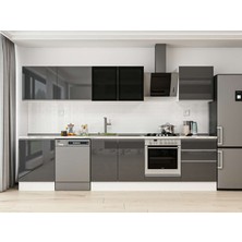 Alvinka 320X210 cm High Gloss Mutfak Dolabı M-E80S60S60-3 Antrasit - Suntalam