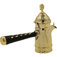 PremiumPort El Işlemeli Sarı Bakır Mırra Cezvesi 20 Cm, Şık ve Dayanıklı Tasarım