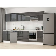 Alvinka 310X210 cm High Gloss Mutfak Dolabı M-E90S60S40-1 Antrasit - Suntalam
