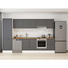 Alvinka 310X210 cm Klasik Mebran Mutfak Dolabı MB-E80B60S50-1 Antrasit - Suntalam
