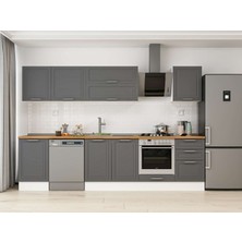 Alvinka 310X210 cm Klasik Mebran Mutfak Dolabı M-E90S50S50-2 Antrasit - Suntalam