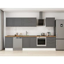 Alvinka 320X210 cm Klasik Mebran Mutfak Dolabı M-E90S50S60-2 Antrasit - Suntalam