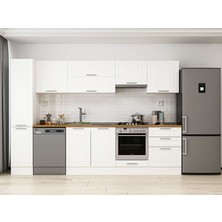 Alvinka 310X210 cm Klasik Mebran Mutfak Dolabı MB-E90B40S60-1 Beyaz - Suntalam